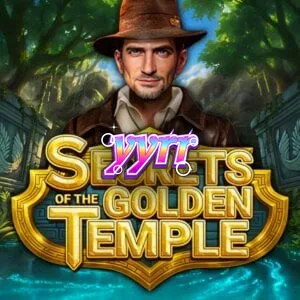 Tampilan layar permainan slot Secrets of the Golden Temple dengan kuil emas di latar belakang dan gulungan yang penuh dengan simbol koin dan kolektor.